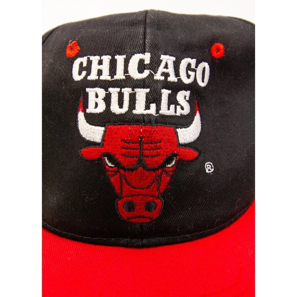 Vintage Chicago Bulls AJD Snapback Hat NBA Basketball 90s One Size Black Red
